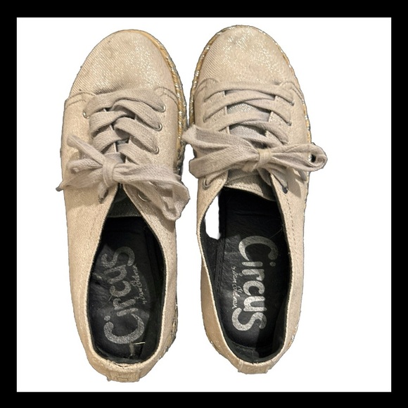 🎉HP🎉Circus by Sam Edelman Metallic Espadrilles Platform Gold Shimmer Sneakers 8 - Picture 7 of 13